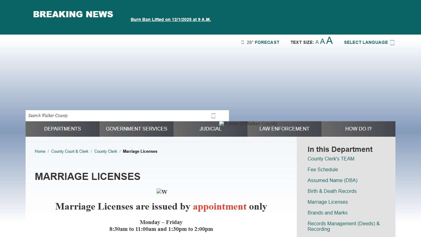 Marriage Licenses / Walker County, TX